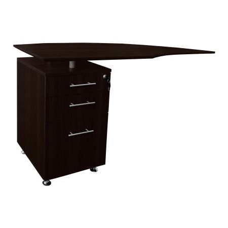 Safco Safco Medina 63"W Left Curved Desk Return With Pencil-Box-File Pedestal Mocha MNRTPLLDC
